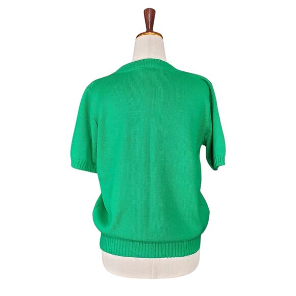 Vintage Sweater Short-Sleeved Green Kenneth Too! Scottie Dog - Women's Medium - Picture 5 of 8